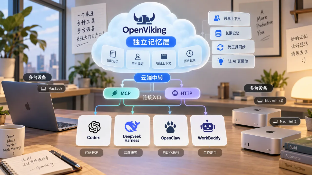 OpenViking 独立记忆层连接多种工具和设备