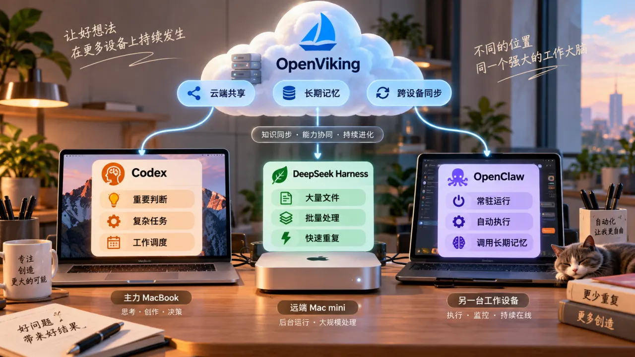 Codex DeepSeek Harness OpenClaw 和 OpenViking 的设备分工